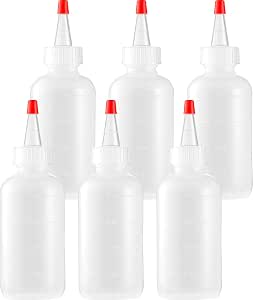 Applicator Bottle 4 ounce, Squeeze Flow Design- Cut the Top for Your Choice of custom application of your choice! (Pack of 6)