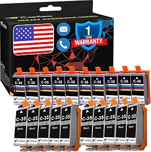 Cartlee Compatible Ink Cartridge Replacement for Canon PGI-35 CLI-36 High Yield Ink Cartridges for PIXMA iP100, PIXMA iP110 (10 Black, 10 Color)